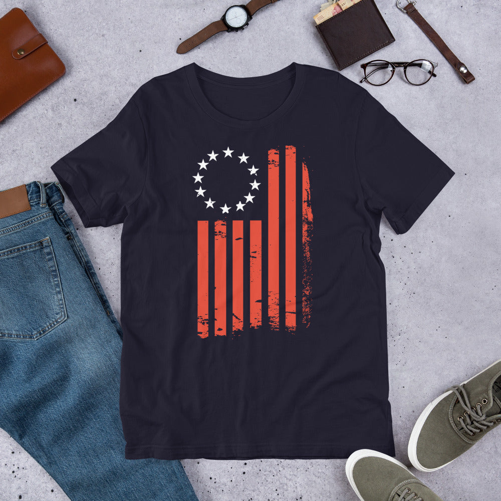 America Betsy Ross Flag 1776 Vintage Distressed Unisex T-Shirt